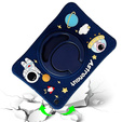 Dětské silikonové pouzdro pro Samsung Galaxy Tab A7 Lite T220 / T225, pancéřované s popruhem, Astronaut, námořnicky modré