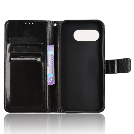 Klopové pouzdro pro Google Pixel 9A, Crazy Horse Wallet, černé