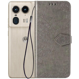 Klopové pouzdro pro Motorola Edge 50 Ultra, Mandala, šedé