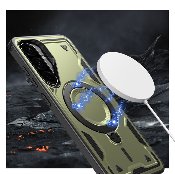 Pouzdro pro Samsung Galaxy A36, Military MagSafe, zelené