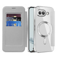 Klopové pouzdro pro Google Pixel 9A, RFID Wallet MagSafe CamShield, stříbrné