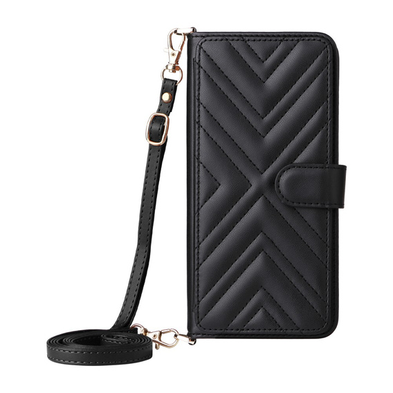 Flipové pouzdro pro Oppo Reno 13 Pro 5G, Crossbody Leather Wallet, černé