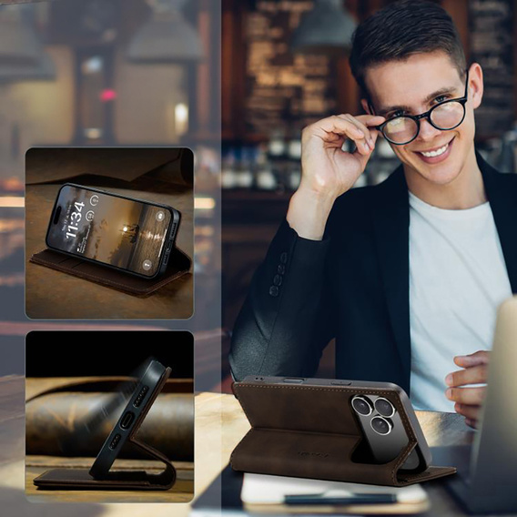 ERBORD Vintage peněženkové pouzdro s klopou pro iPhone 17 Pro Max