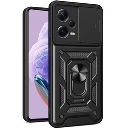 Pancéřové pouzdro pro Iphone 15 Pro Max, pancéřový kroužek Slide Ring, černé + 9H sklo