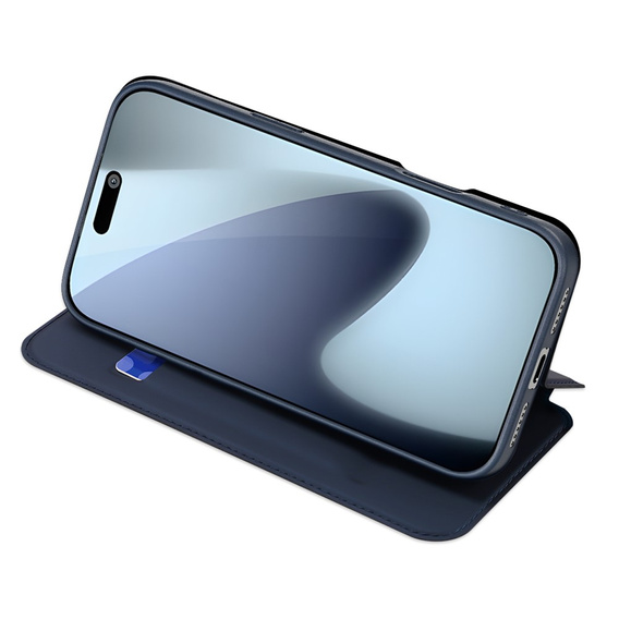 Pouzdro Dux Ducis pro iPhone 17 Pro Max, Skin Pro, s klopou, s přihrádkou na kartu, tmavě modré