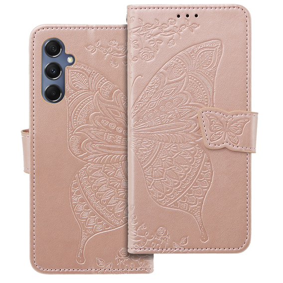 Klopové pouzdro pro Samsung Galaxy M34 5G, Butterfly, růžové rose gold