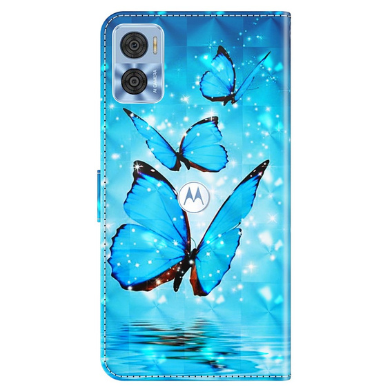 Klopové pouzdro pro Motorola Moto E22 / E22i, Wallet Butterfly, modré