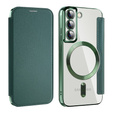 Klopové pouzdro pro Samsung Galaxy S22 5G, RFID Wallet MagSafe CamShield, zelené