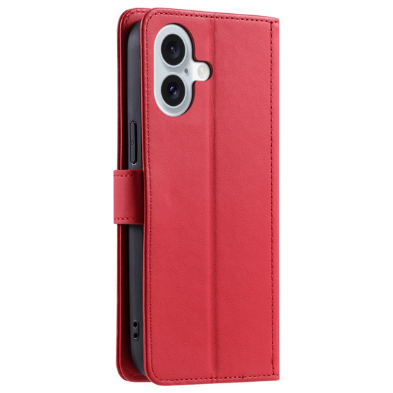 Pouzdro s klopou pro iPhone 16 Plus, Rhombus Crossbody Leather, červené