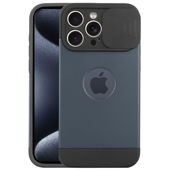 Pouzdro pro iPhone 15 Pro Max, ERBORD MagProtect Slide Camera, titanově modrá