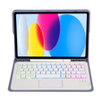 Pouzdro s podsvícenou bluetooth touchpad klávesnicí pro iPad 10.9" 2022 (10 gen.), fialové