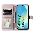Pouzdro s klopou pro Samsung Galaxy A16, Rhombus Crossbody Leather, růžové rose gold