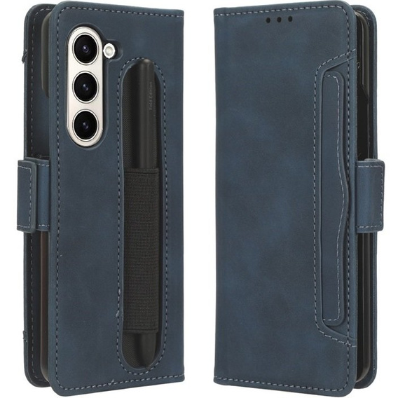 Klopové pouzdro pro Samsung Galaxy Z Fold 5 5G, Card Slot, námořnicky modré