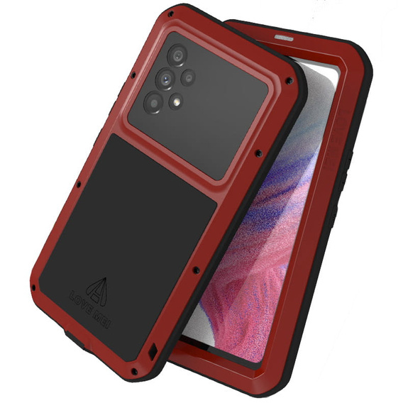 Pouzdro Love Mei pro Samsung Galaxy A53 5G, armored with glass, červené