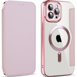 Klopové pouzdro pro iPhone 12 Pro, RFID Wallet MagSafe CamShield, růžové