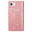 Flipové pouzdro pro iPhone 16E, Card Slot Glittery, růžové