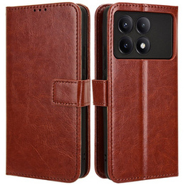Klopové pouzdro pro Xiaomi Poco F6 Pro, Crazy Horse Wallet, hnědé