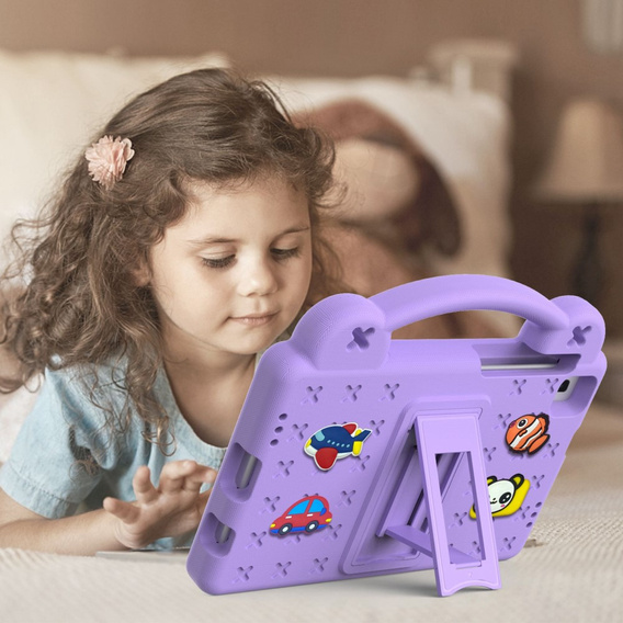 Dětské pouzdro pro Samsung Galaxy Tab A7 Lite 8.7 T220/T225, Cute Patterns, se stojánkem, fialové