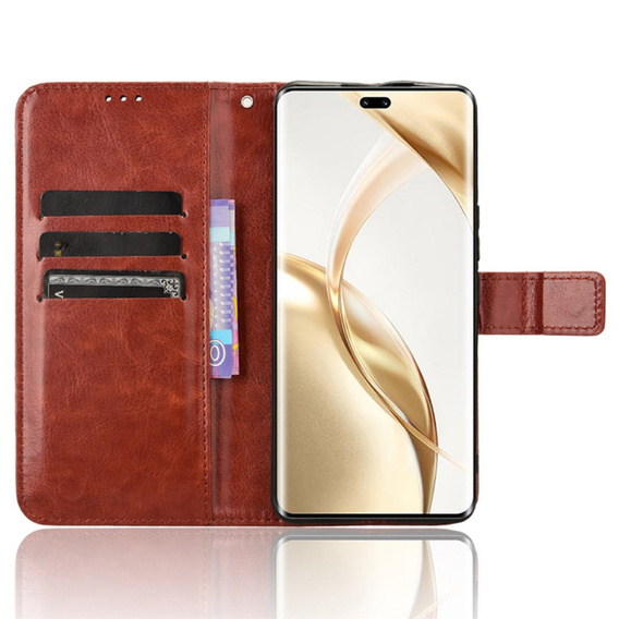 Klopové pouzdro pro Honor 200 Pro 5G, Crazy Horse Wallet, hnědé