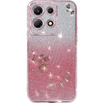 Pouzdro pro Infinix Note 30 5G, Glitter Flower, růžové rose gold