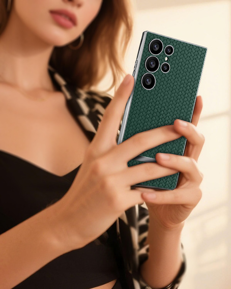 Pouzdro pro Samsung Galaxy S24 Ultra, GKK Woven Leather, zelené