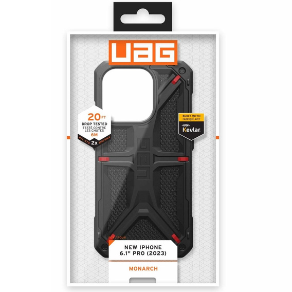 Pouzdro Urban Armor Gear pro iPhone 15 Pro, Monarch, Kevlar černé