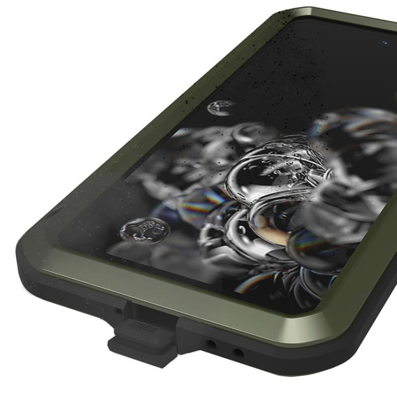 Pouzdro Love Mei pro Samsung Galaxy S21 FE, armored with glass, zelené