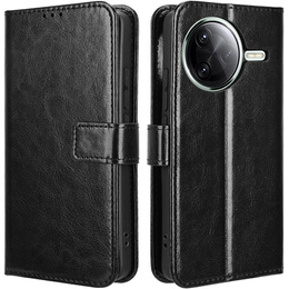 Klopové pouzdro pro Xiaomi Poco F7 Pro, Crazy Horse Wallet, černé