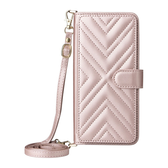 Flipové pouzdro pro Xiaomi Redmi A5, Crossbody Leather Wallet, růžové