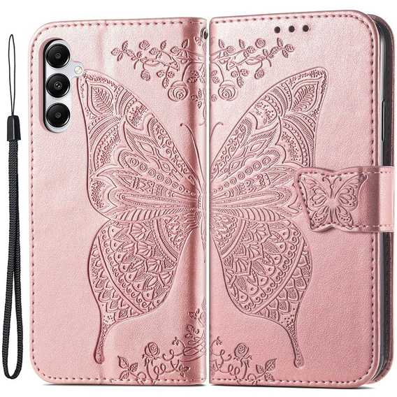 Klopové pouzdro pro Samsung Galaxy A05s, Butterfly, fialové