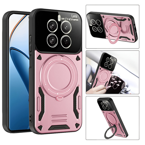 Obrněné pouzdro pro Realme 12 Pro 5G / 12 Pro+ 5G, Magnetic Ring, růžové