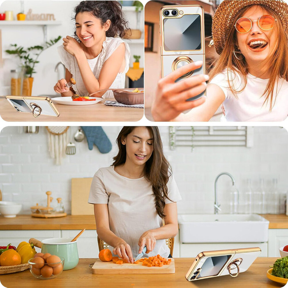 Pouzdro pro Samsung Galaxy Z Flip7 FE / Z Flip6, Electro Ring, bílé