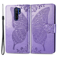 Klopové pouzdro pro Xiaomi Redmi 9, Butterfly, fialové