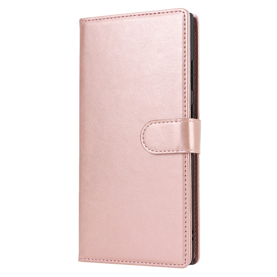 Klopové pouzdro pro Samsung Galaxy S23 Ultra, peněženka, pro MagSafe, růžové rose gold