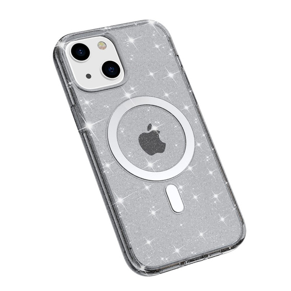 Pouzdro pro iPhone 14 Plus, Glittery, pro MagSafe, černé