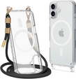Pouzdro se šňůrkou na krk pro iPhone 16, ERBORD MagSafe, průhledné + sklo na displej