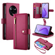 Klopové pouzdro pro Realme 14 Pro+ 5G, Wallet Zipper Pocket, červené