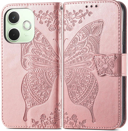 Klopové pouzdro pro Oppo A5 Pro 5G, Butterfly, růžové rose gold