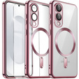 Pouzdro pro Samsung Galaxy S25 Edge, Electro MagSafe, růžové rose gold + sklo na displej