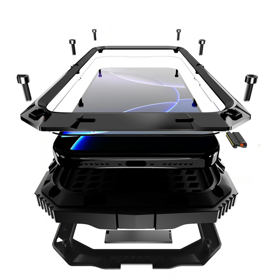 Pouzdro R-JUST s podstavcem a integrovaným sklem pro iPhone 17 Pro