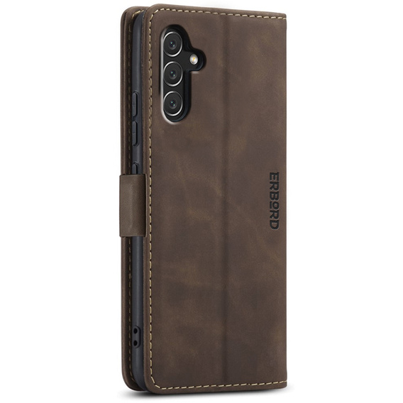 Pouzdro pro Samsung Galaxy A14 4G/5G, ERBORD Vintage peněženka s klopou, káva