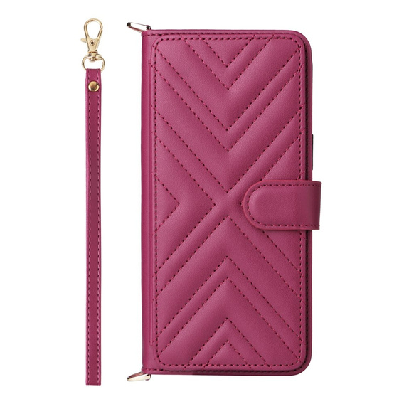 Flipové pouzdro pro Xiaomi Redmi A5, Crossbody Leather Wallet, kaštanové