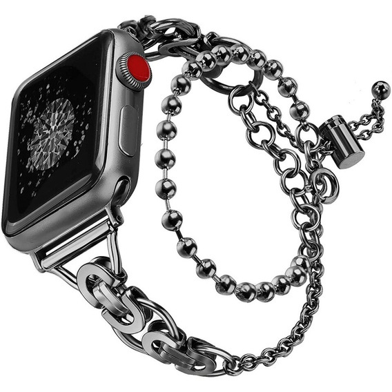 Dámský náramek pro Apple Watch 1/2/3/4/5/6/7/8/9/SE 38/40/41 mm, černý