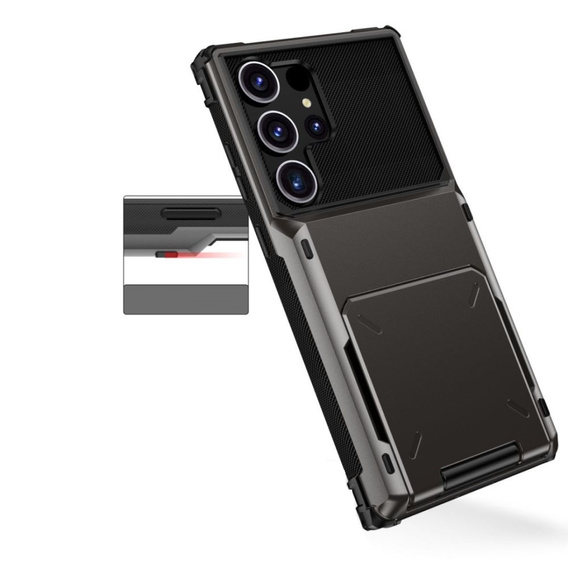 Pouzdro pro Samsung Galaxy S25 Ultra, Card Holder Kickstand, černé