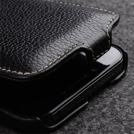 MELKCO flipové pouzdro pro iPhone 14 Pro Max, kožené, flipové, černé