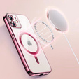 Pouzdro pro iPhone 12, Electro MagSafe, růžové + sklo na displej