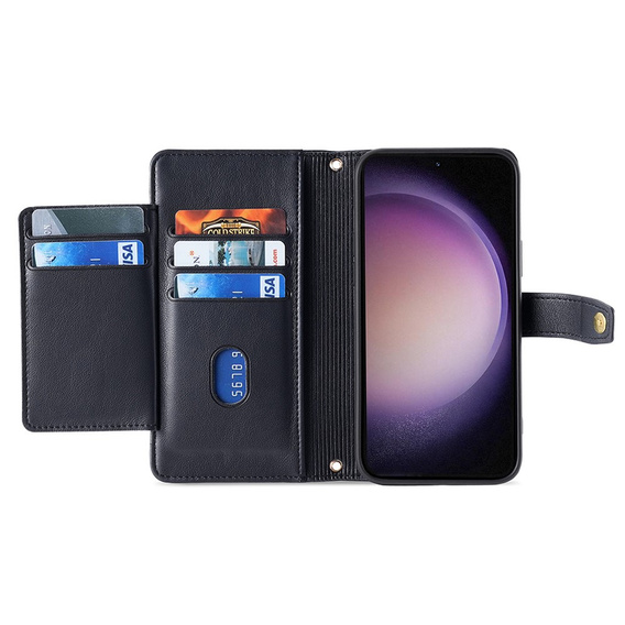 Klopové pouzdro pro Samsung Galaxy A25 5G, Wallet Zipper Pocket, černé