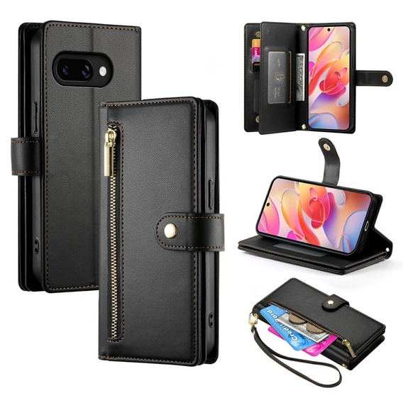 Klopové pouzdro pro Samsung Galaxy A56 5G, Wallet Zipper Pocket, černé