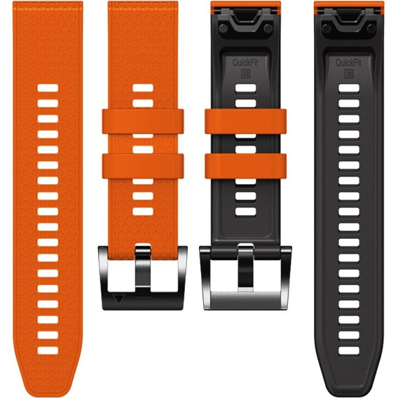 Silikonový řemínek pro Garmin Fenix 7 / Forerunner 965 / 955 / 945 / 935, oranžový / černý
