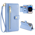 Klopové pouzdro pro iPhone 14 Pro Max, Wallet Zipper Pocket, modré